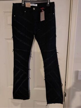 ARMOR JEANS Men's Black Distressed Stripe Jeans